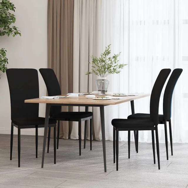 vidaXL Eetkamerstoelen 4 st fluweel zwart, foto 2
