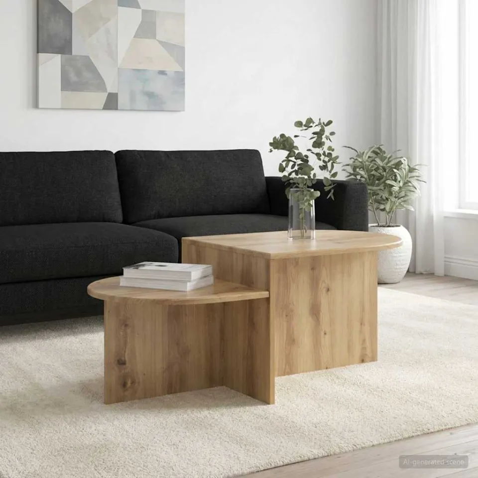 vidaXL Salontafel Artisanaal eiken 100 x 50 x 40 cm Bewerkt hout, foto 4