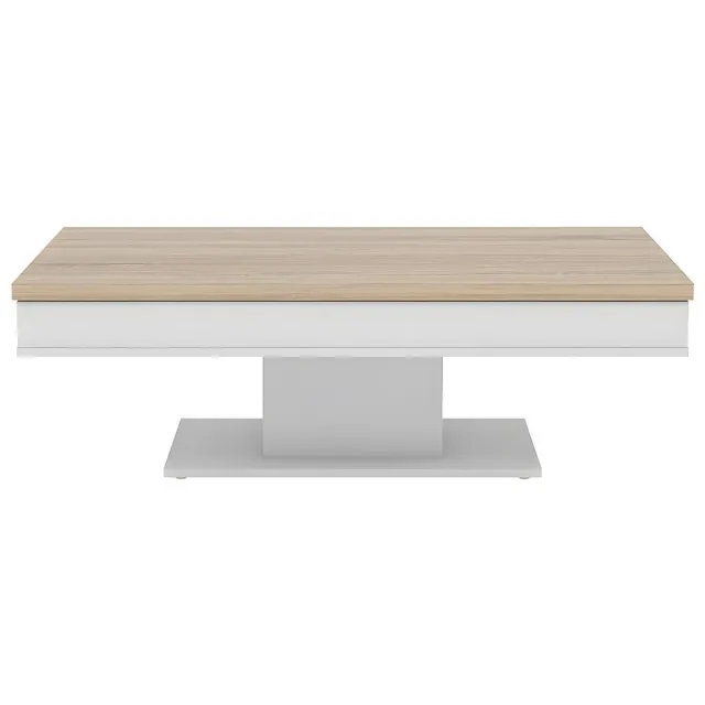 Vente-unique Salontafel ASTULIA - met opbergruimte - Wit - Tafelblad betoneffect Natuurlijk licht, Wit
