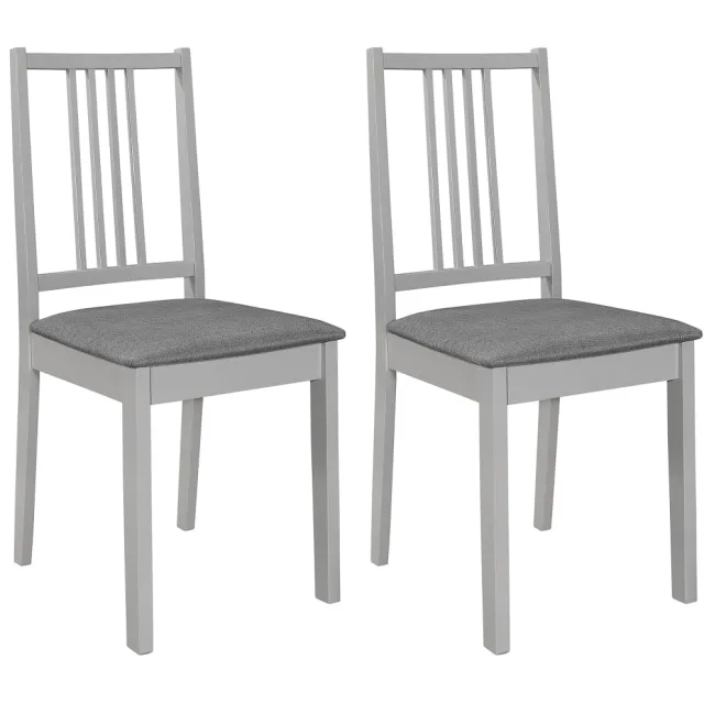 vidaXL Eetkamerstoelen met kussens 2 st massief hout grijs