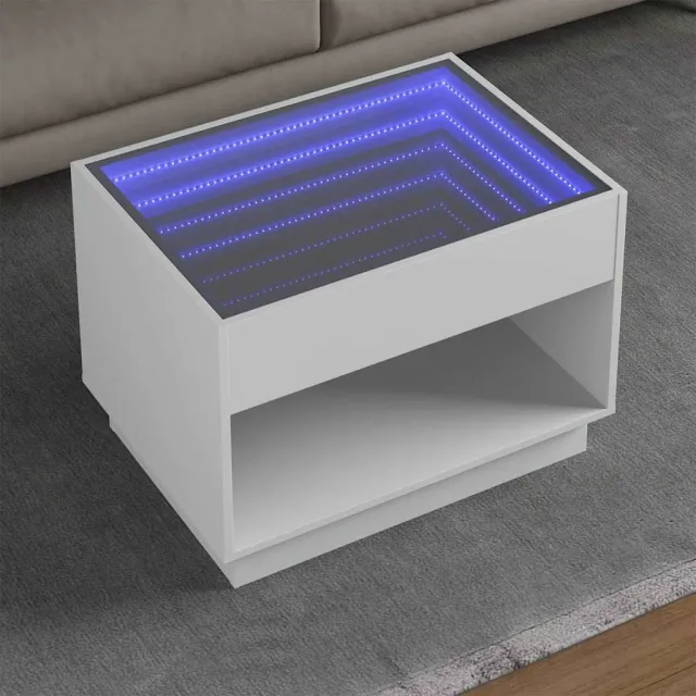 vidaXL Salontafel met Infinity LED 70x50x50 cm wit, foto 2