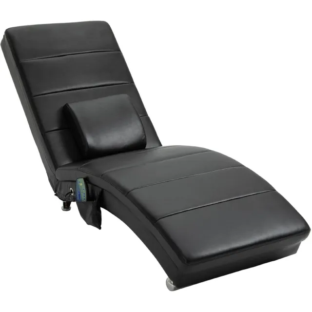 Homona Massagefauteuil - Met 8 vibratiepunten en afstandsbediening en lendenkussen - 58 x 163 x 87 cm - Zwart
