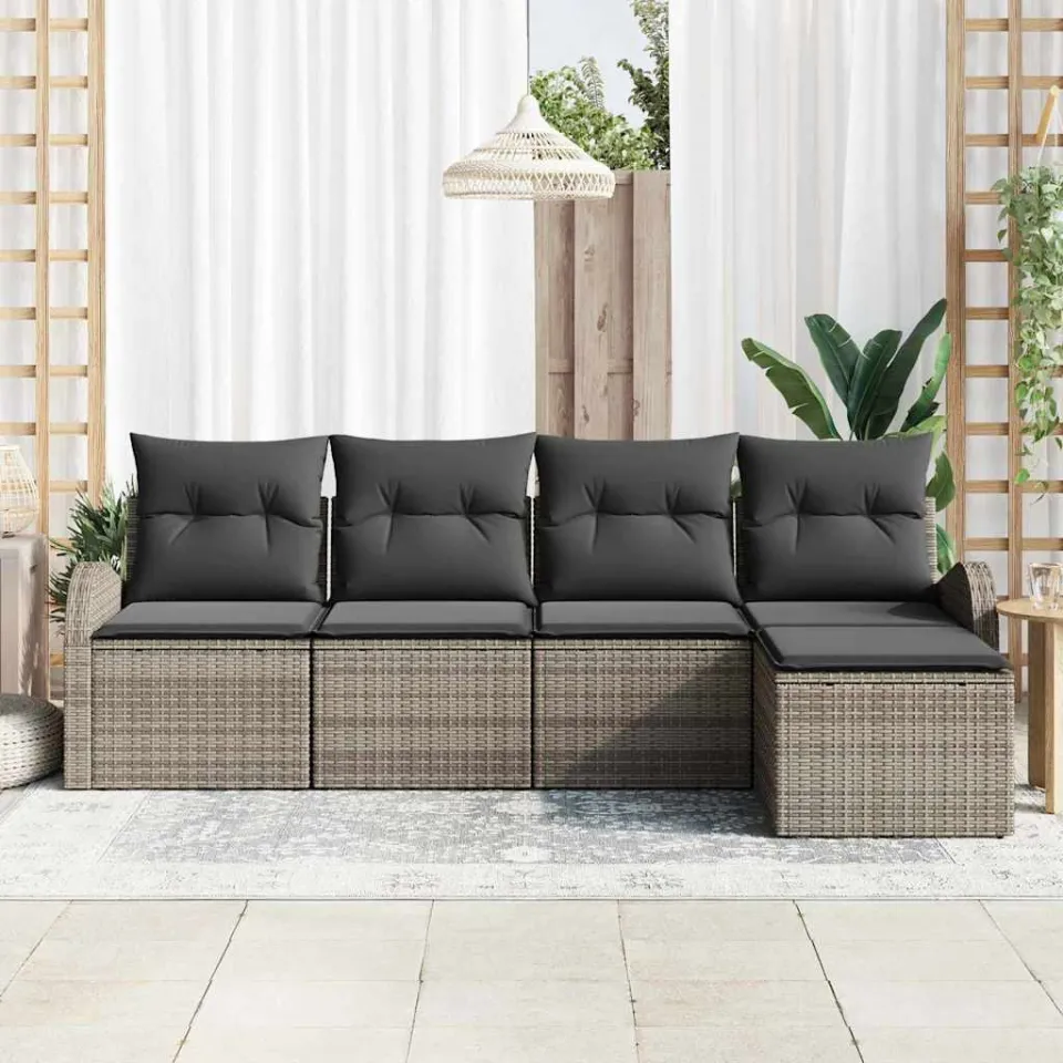 vidaXL Tuin Sofa Set Grijs poly rattan