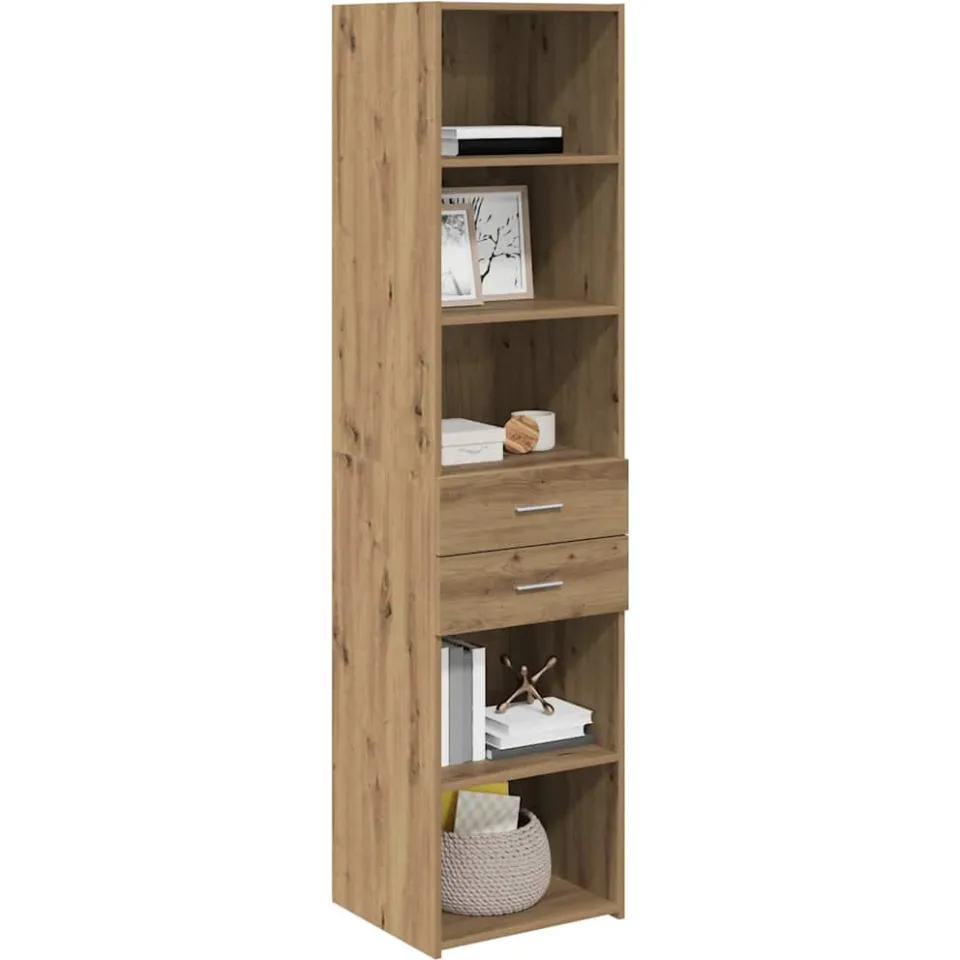 vidaXL Highboard Artisan Eiken 45 x 42,5 x 185 cm Bewerkt hout Bruin