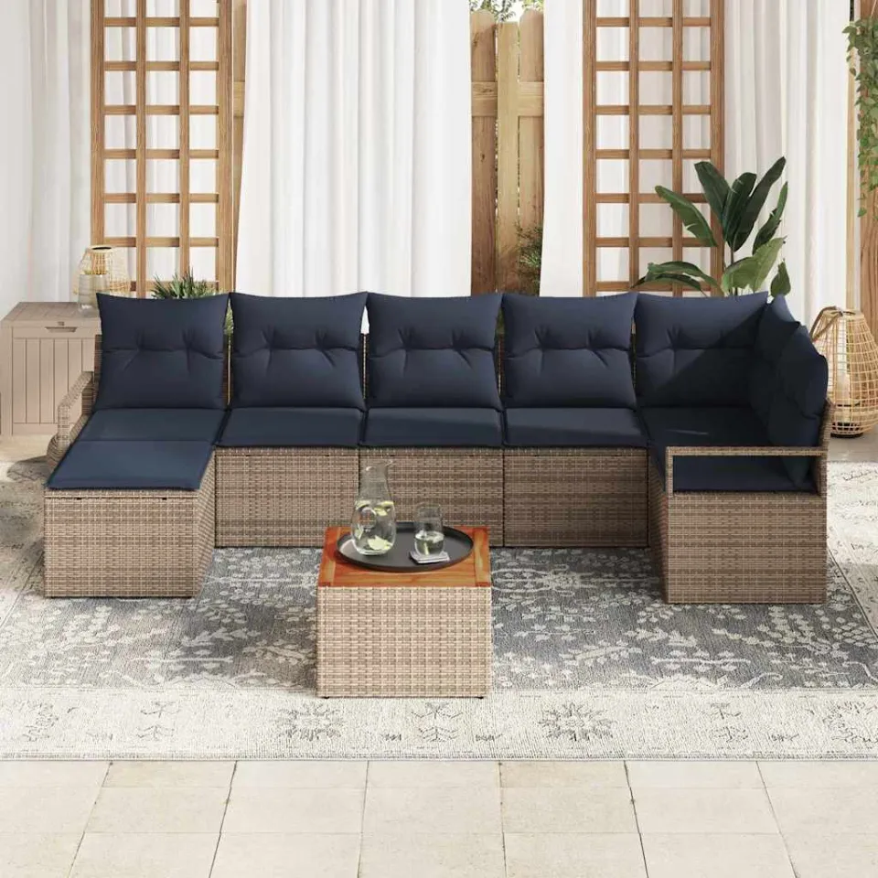 vidaXL Tuinbankenset 8 st Grijs poly rattan, foto 3