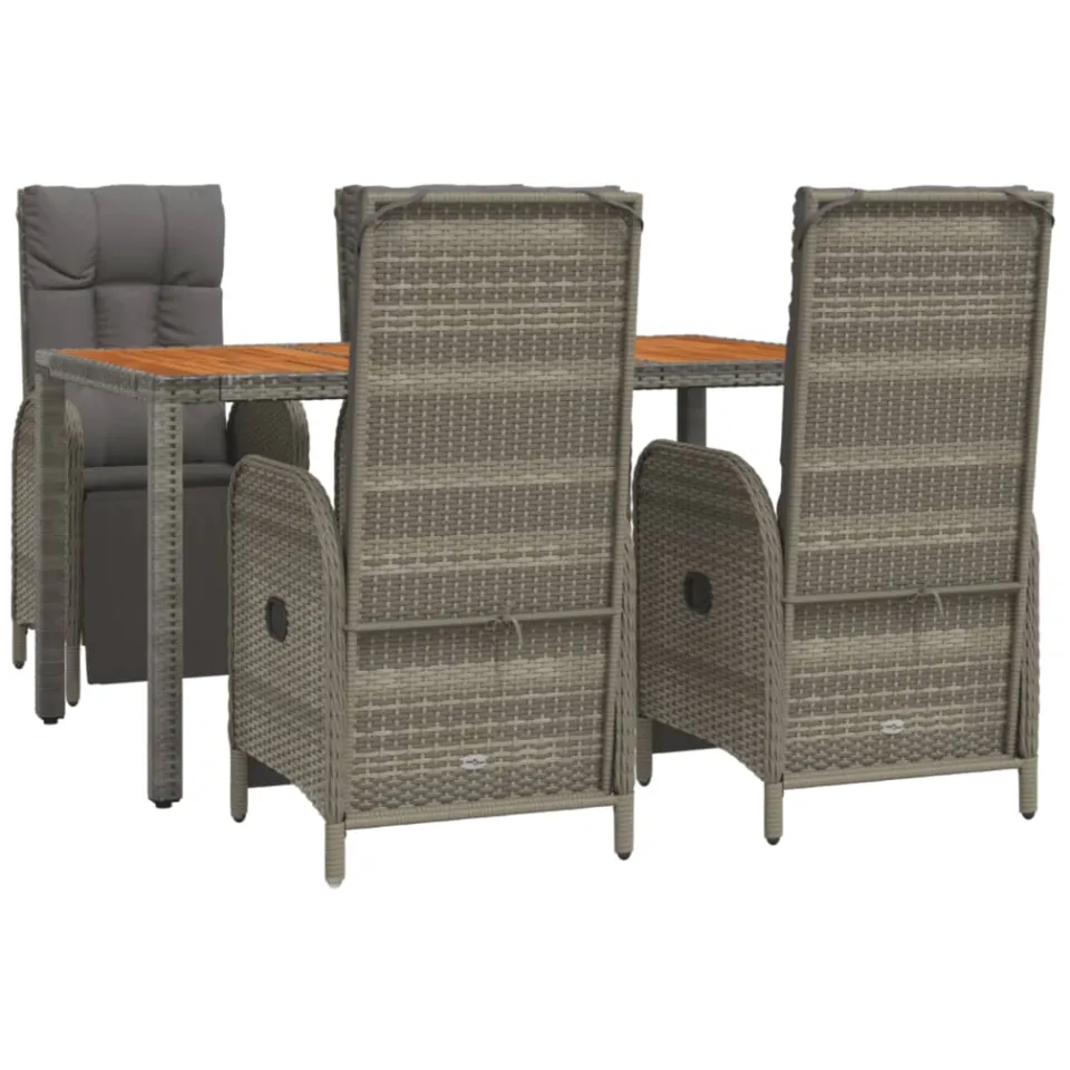 vidaXL 5-delige Tuinset met kussens poly rattan grijs, foto 3