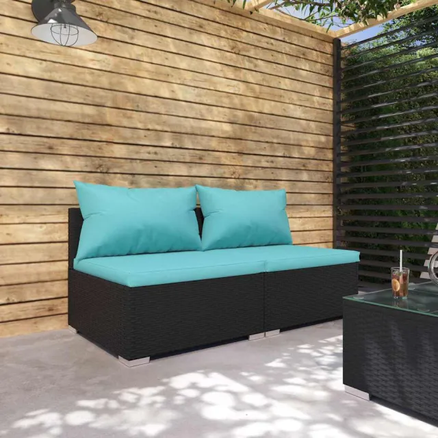 vidaXL 2-delige Loungeset met kussens poly rattan zwart, foto 2