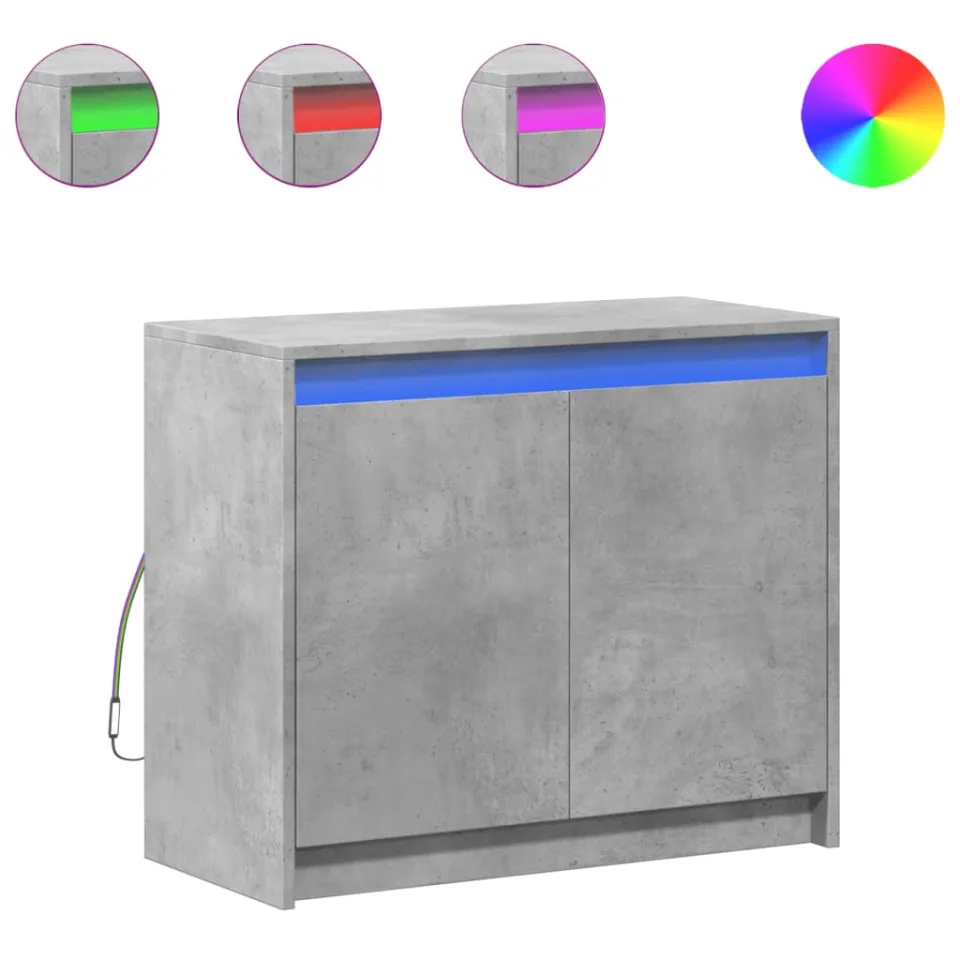 vidaXL Dressoir met LED 72x34x61 cm bewerkt hout betongrijs grijs, foto 3