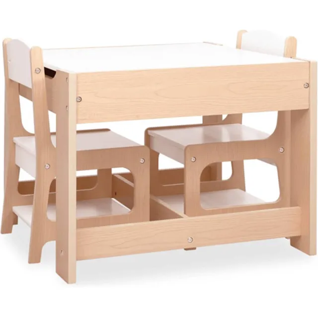 vidaXL Kindertafel - met - 2 - stoelen - MDF Bruin