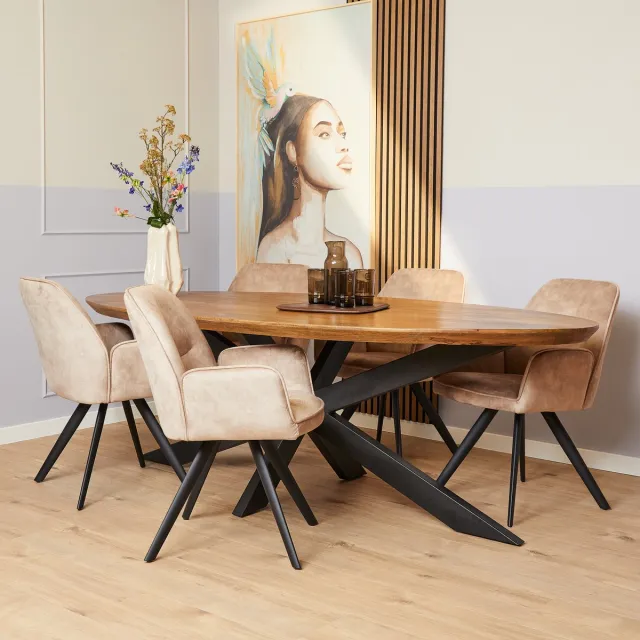 Starfurn Eettafel Brandy - Bruin - 110x240x76 cm