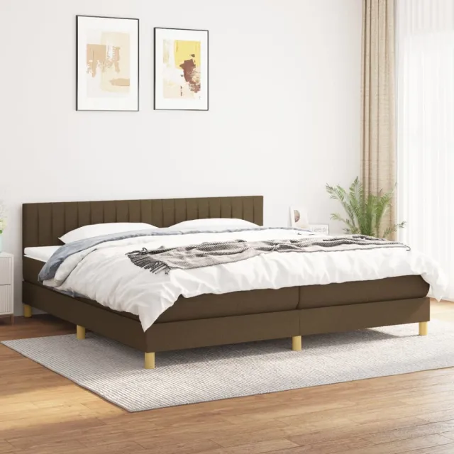 vidaXL Boxspring met matras stof donkerbruin 200x200 cm bruin