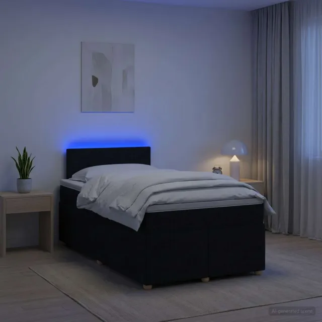 vidaXL Boxspringbed met matras met hoofdeinde Zwart 120 x 200 cm Stof