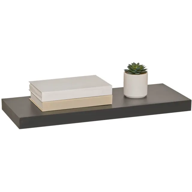 5Five® 5five Zwevende wandplank Bassline - zwart - 60 cm - hout/MDF - boekenplank - muurplank - opbergplank - hangplank