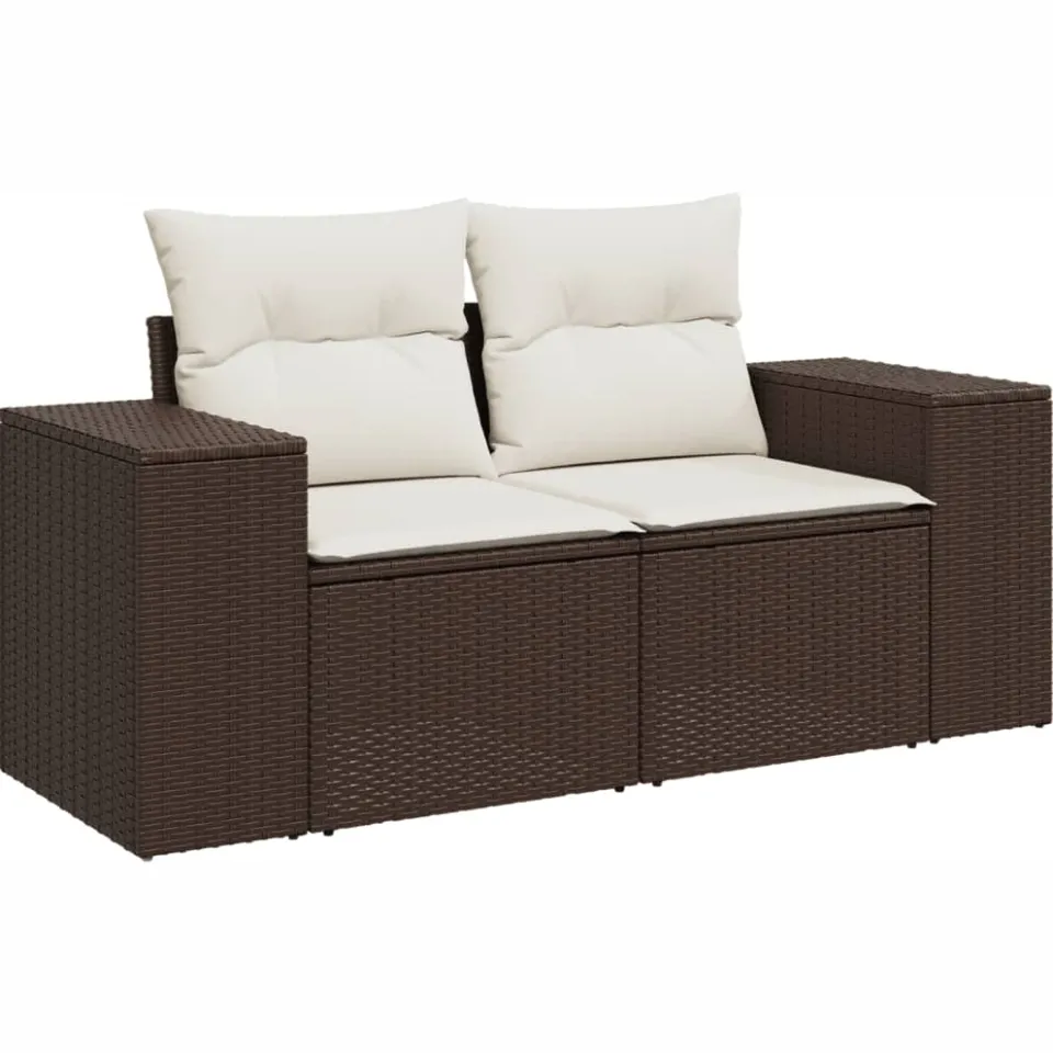 vidaXL 11-delige Loungeset met kussens poly rattan bruin