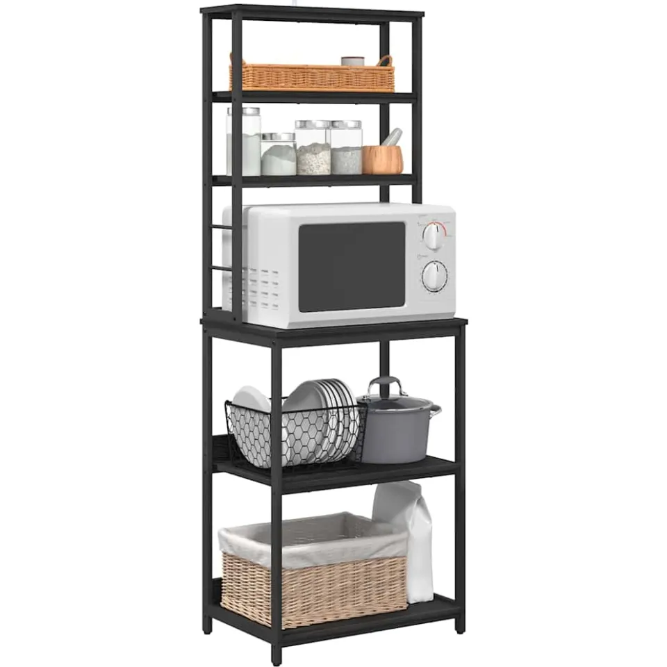 vidaXL Keukenplank 5-laags 60 x 40 x 168 cm Bewerkt hout Zwart Eiken, foto 2