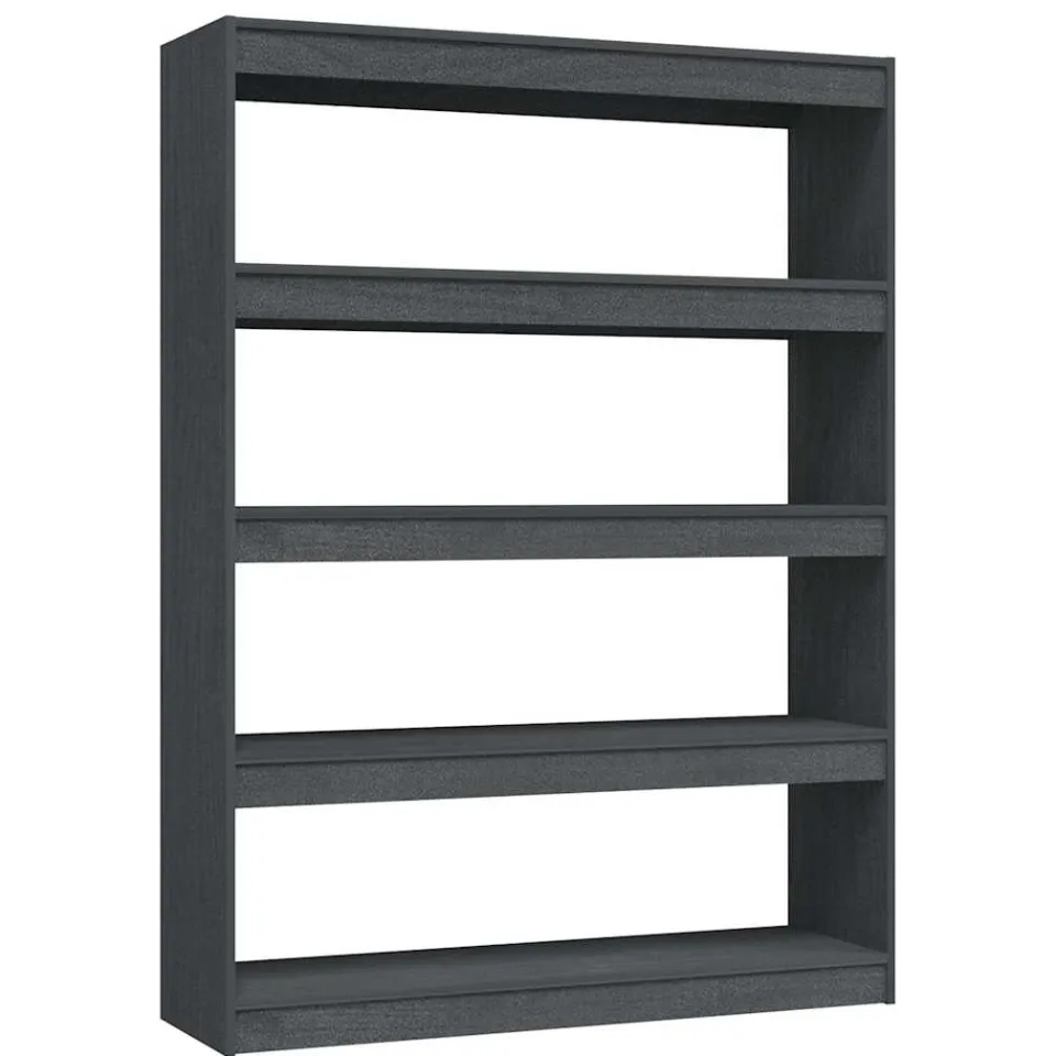 vidaXL Boekenkast/kamerscherm 100x30x135,5 cm massief grenenhout grijs