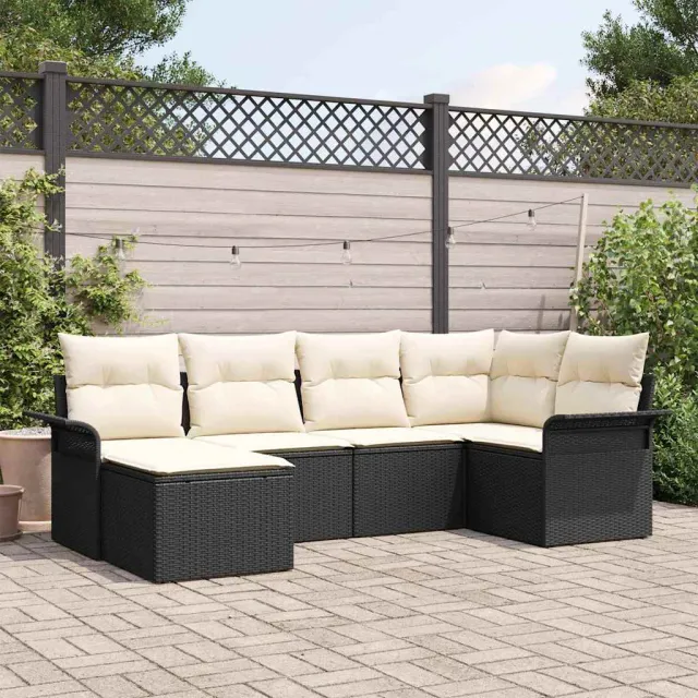 vidaXL Tuin Sofa Set 6 st Zwart poly rattan, foto 2