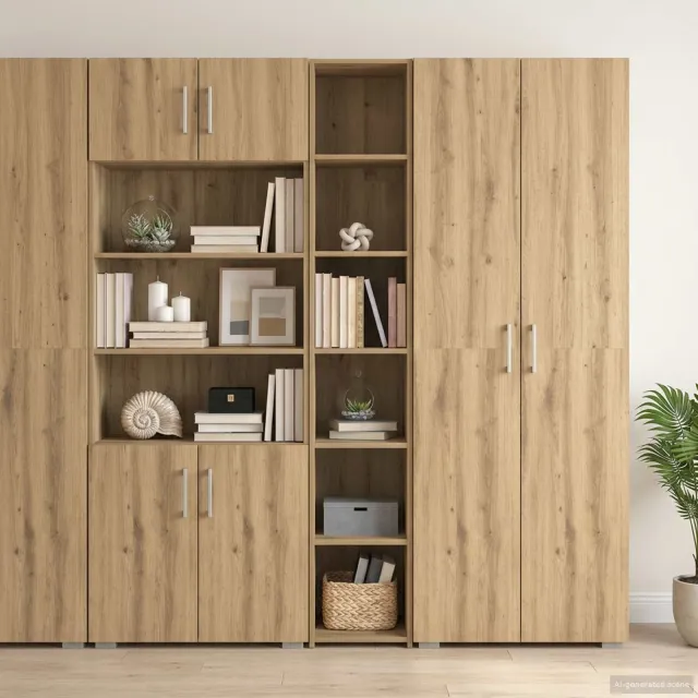 vidaXL Hoge kast Artisanaal eiken 30 x 41 x 185 cm Bewerkt hout Bruin
