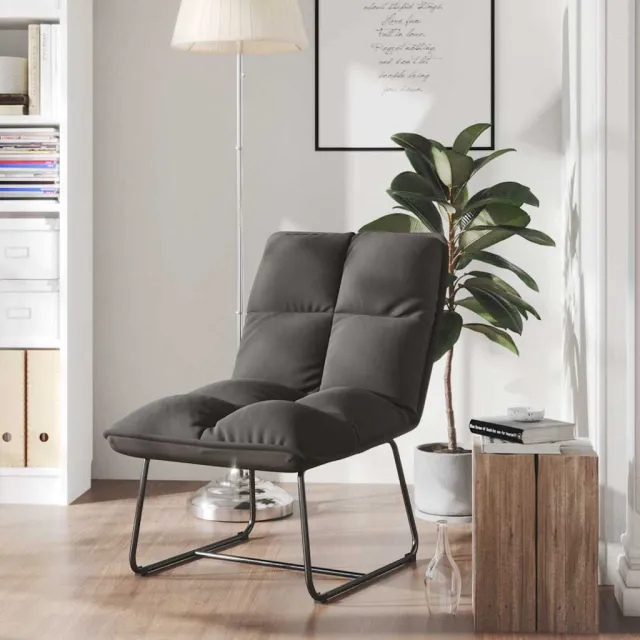 vidaXL Loungestoel met metalen frame fluweel donkergrijs grijs, foto 2