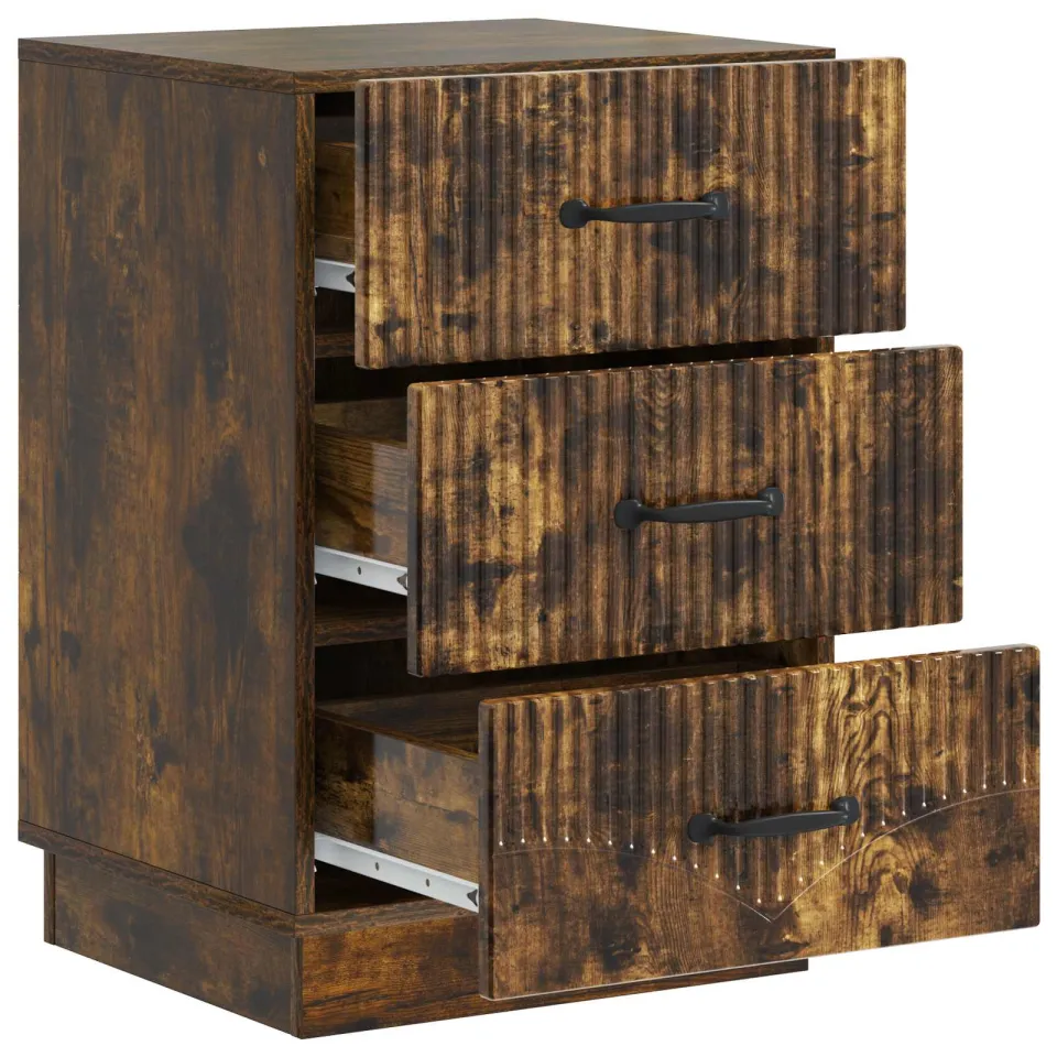 vidaXL Nachtkastje Gerookt eiken 43 x 41 x 63,5 cm Bewerkt hout, foto 3
