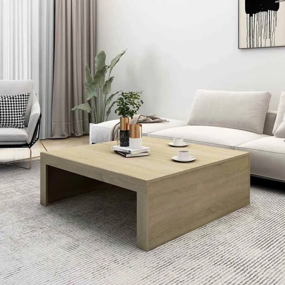 vidaXL Salontafel 100x100x35 cm bewerkt hout sonoma eikenkleurig, foto 3