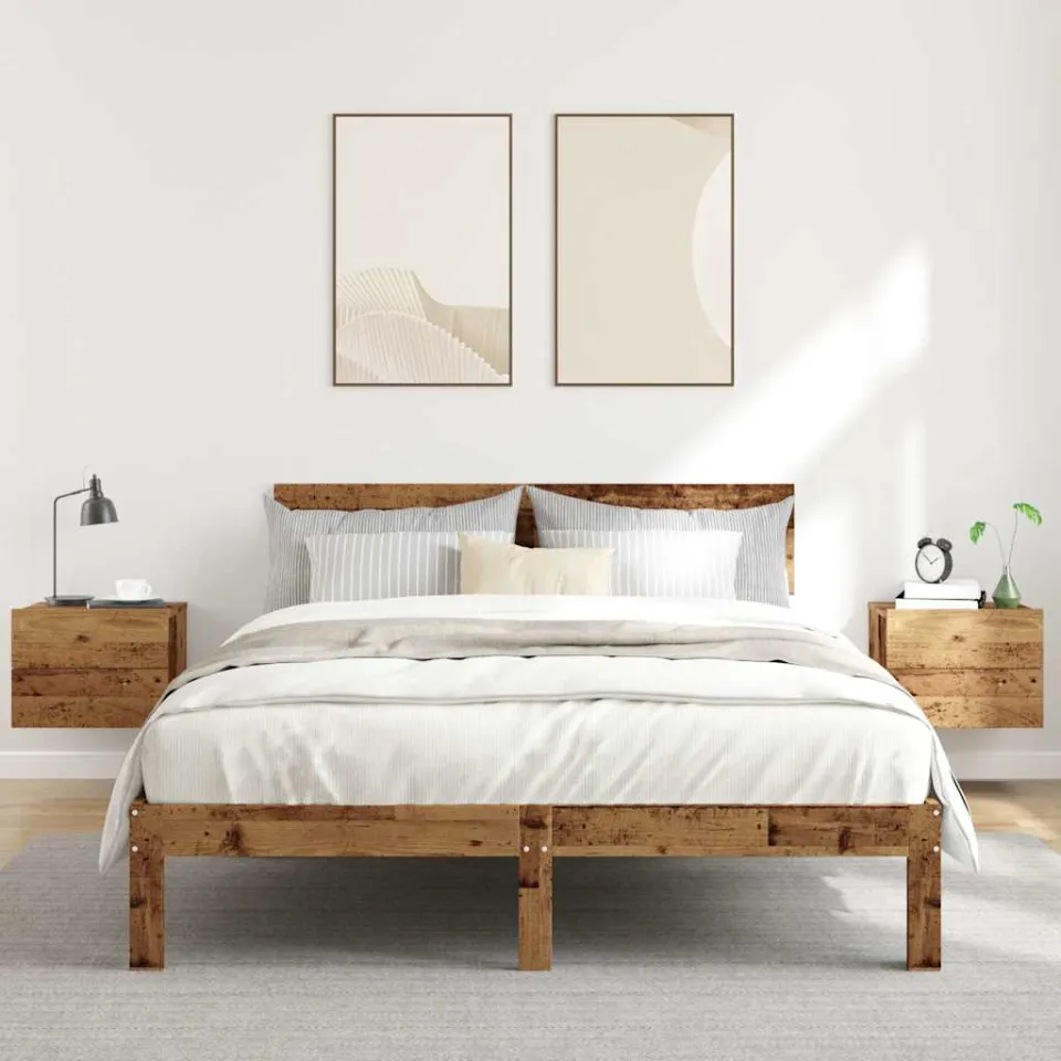 vidaXL Nachtkastjes 2 st wandgemonteerd 40x32x30 cm oud houtkleurig bruin, foto 3