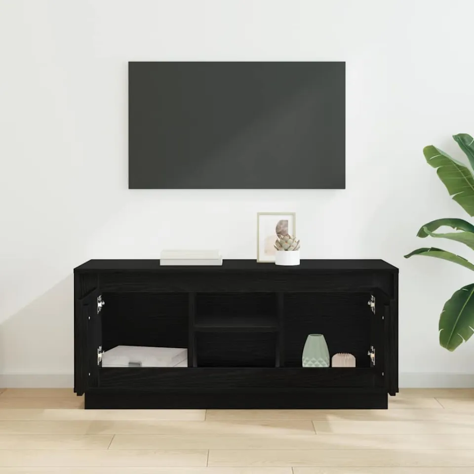 vidaXL TV-kast 102 x 35 x 45 cm Zwart Eiken Bewerkt hout, foto 3