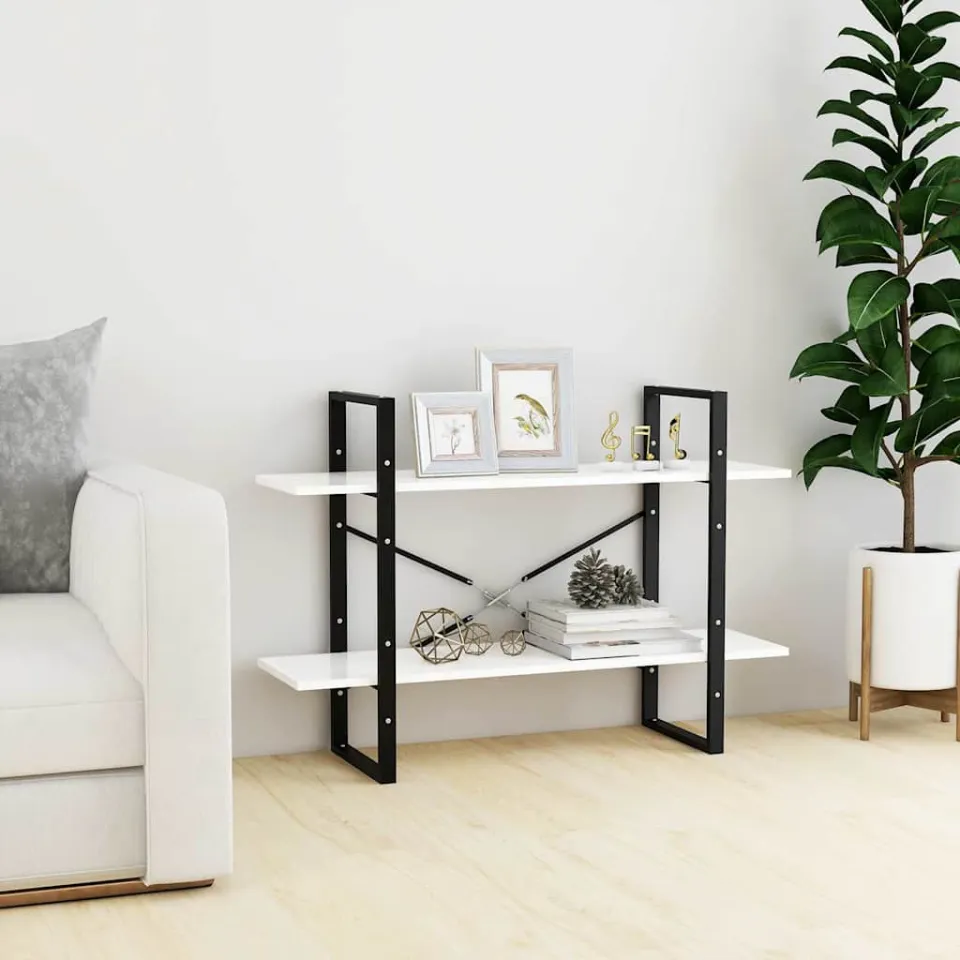 vidaXL Boekenkast met 2 schappen 100x30x70 cm bewerkt hout wit, foto 2