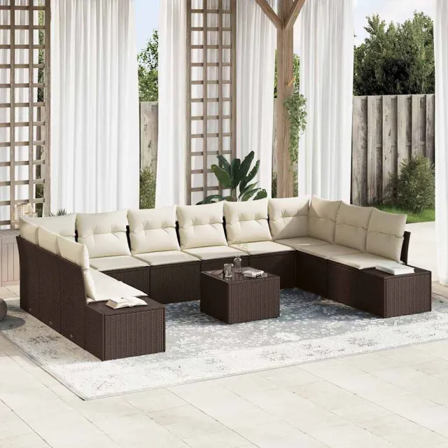 vidaXL Tuin Sofa Set 11 st Bruin poly rattan, foto 2