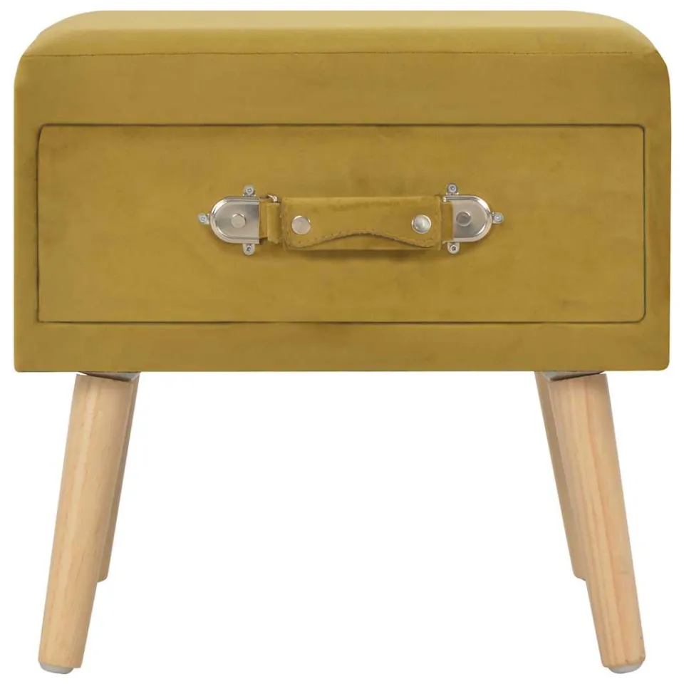 vidaXL Nachtkastjes 2 st 40x35x40 cm fluweel mosterdkleurig, foto 4