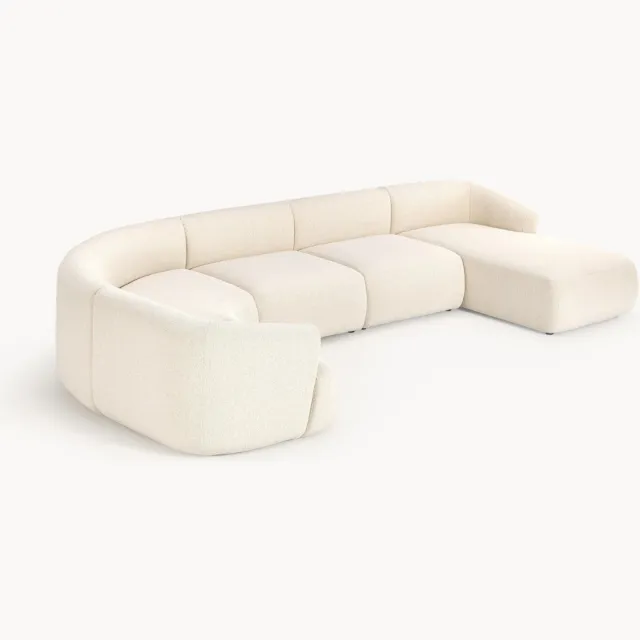 Westwing Collection Modulaire bouclé bankstel Sofia Wit