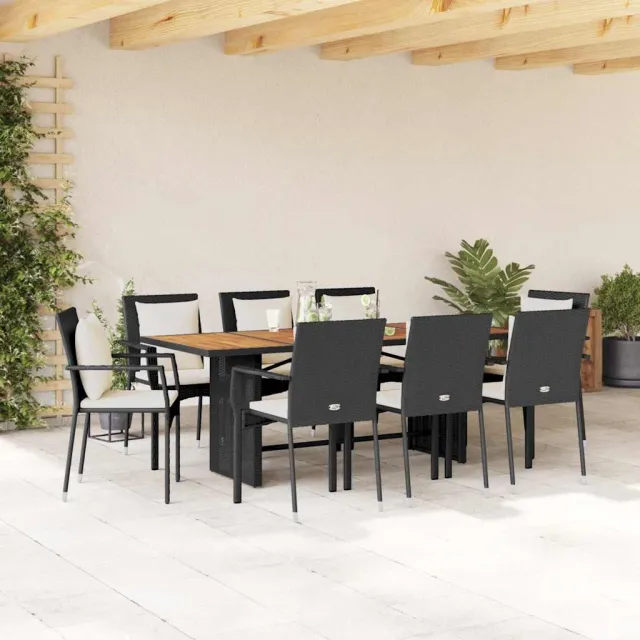 vidaXL 9-delige Tuinset poly rattan zwart, foto 2