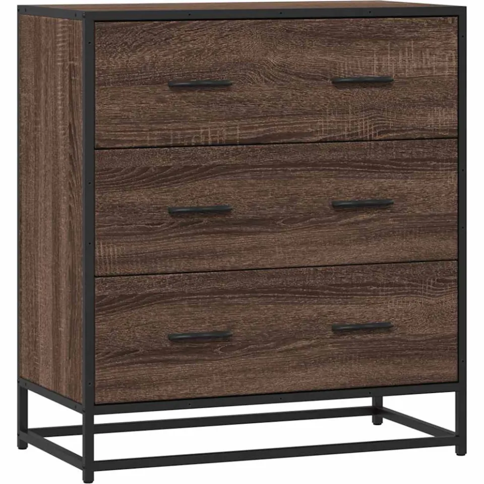 vidaXL Dressoir 68x35x76 cm bewerkt hout en metaal bruin eikenkleur, foto 3