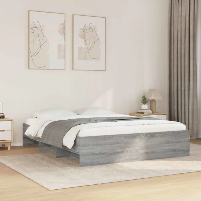 vidaXL Bedframe zonder matras 160x200 cm spaanplaat grijs Sonoma