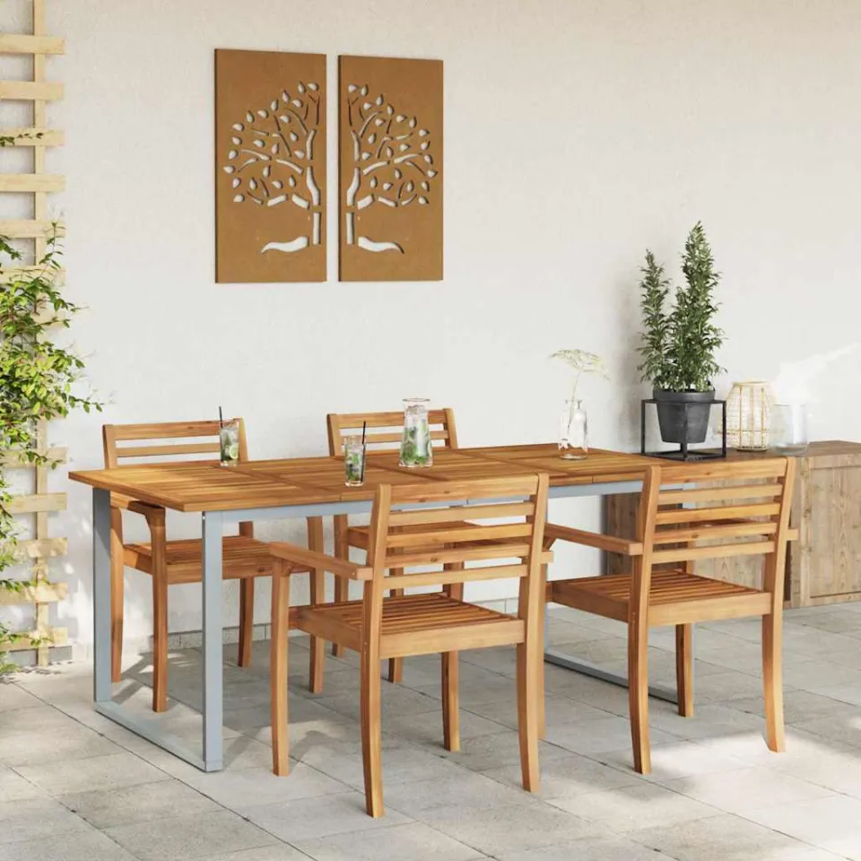 vidaXL Tuinstafel Grijs 180 x 90 x 75 cm Massief Acaciahout, foto 4