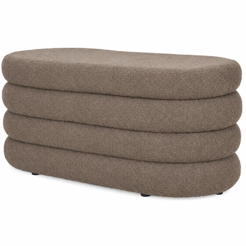 Artichok Rumi ovale teddy bankje bruin met opbergruimte - 103 x 45 cm
