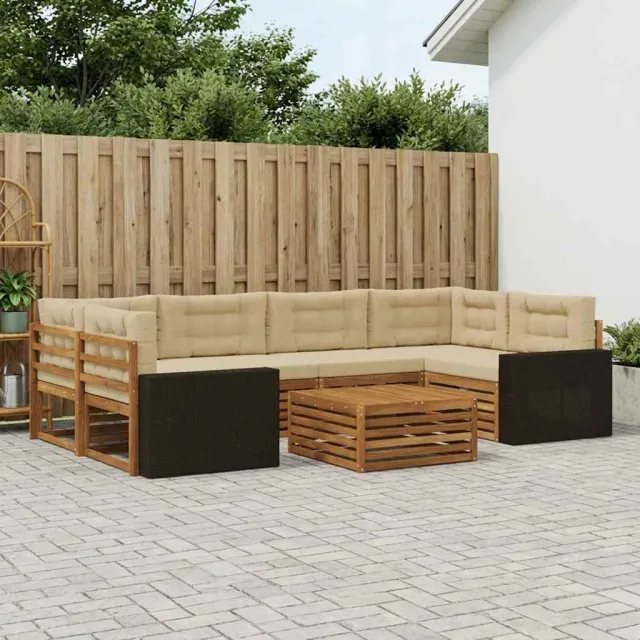 vidaXL Buiten bankenset 7 st 6-zits Natuurlijk en Beige