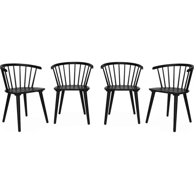 sweeek Set van 4 houten en multiplex barstoelen, paula, b 53 x d 47,5 x h 76cm Zwart