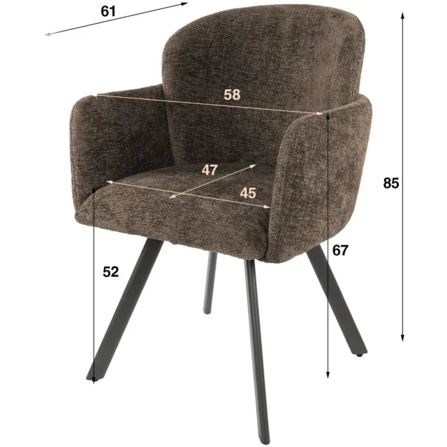 G***-M Giga Meubel Eetkamerstoel Embrace - Taupe - Draaibaar - Set van 2