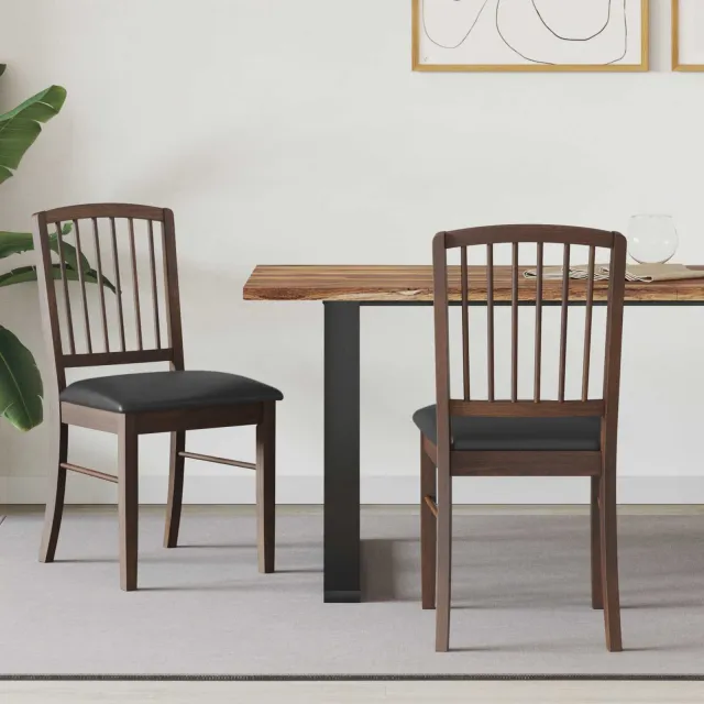 vidaXL Eettafelstoelen 2 st Massief Rubberhout Licht Bruin