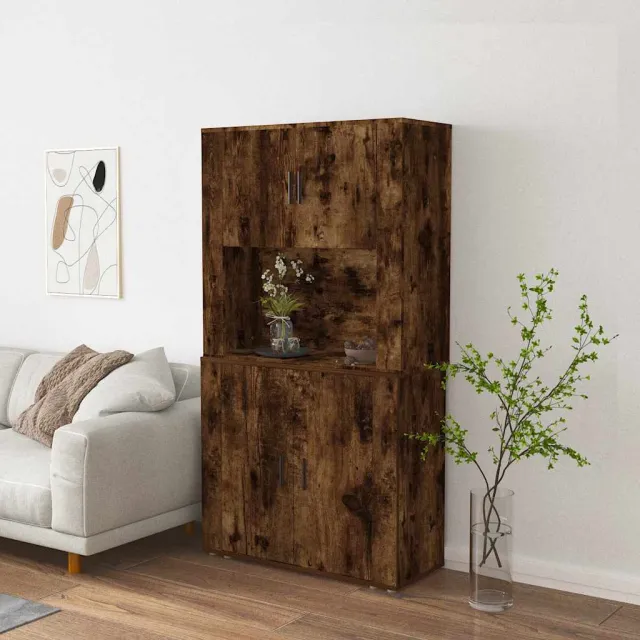 vidaXL Hoge kast bewerkt hout gerookt eikenkleurig Bruin