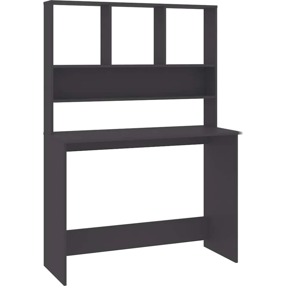 vidaXL Bureau met schappen 110x45x157 cm bewerkt hout grijs, foto 3