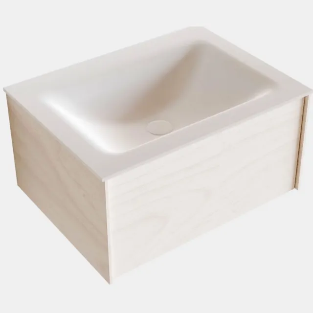 Boss & Wessing Badkamermeubel BWS Madrid Wit 60x45x30 cm Mat Witte Solid Surface Wastafel (0 kraangaten)