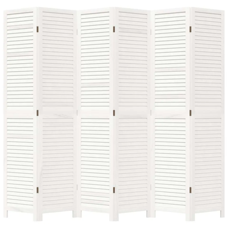 vidaXL Kamerscherm met 6 panelen massief paulowniahout retro wit, foto 4