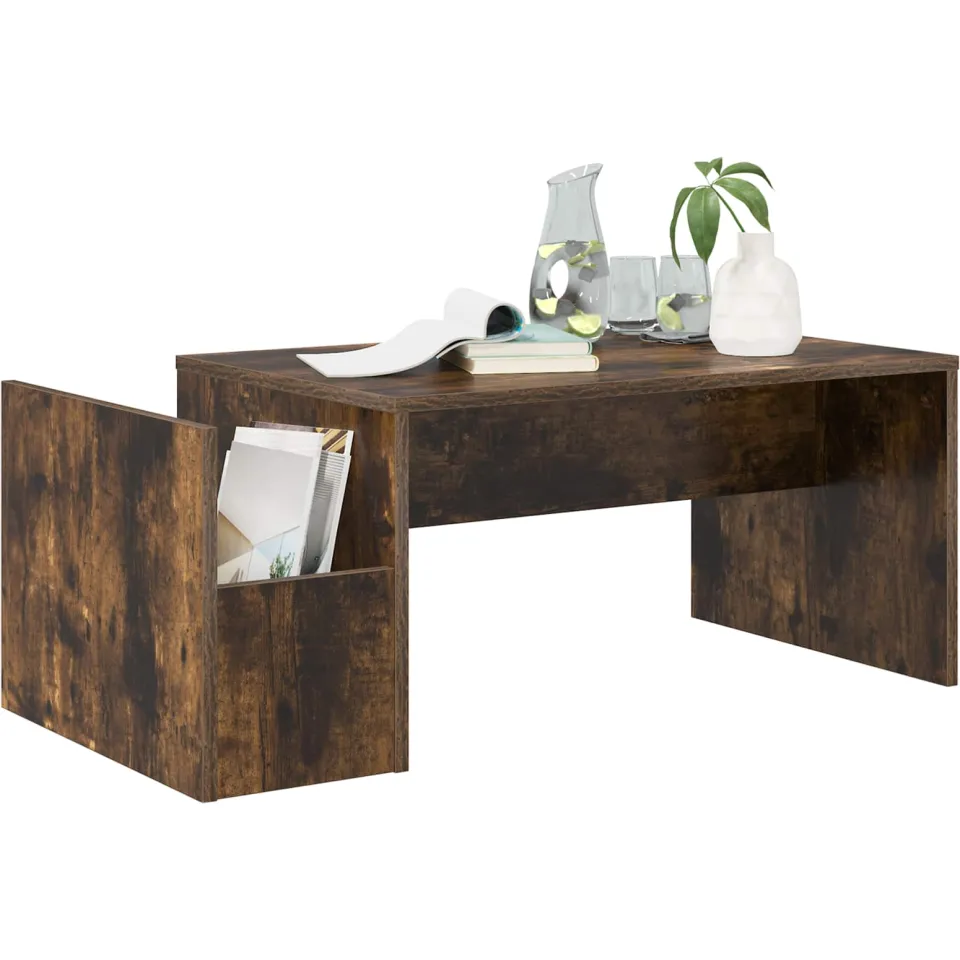 vidaXL Salontafel Gerookt eiken 90 x 45 x 35 cm Bewerkt hout, foto 3