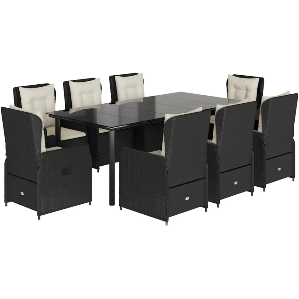 vidaXL 9-delige Tuinset poly rattan zwart, foto 3