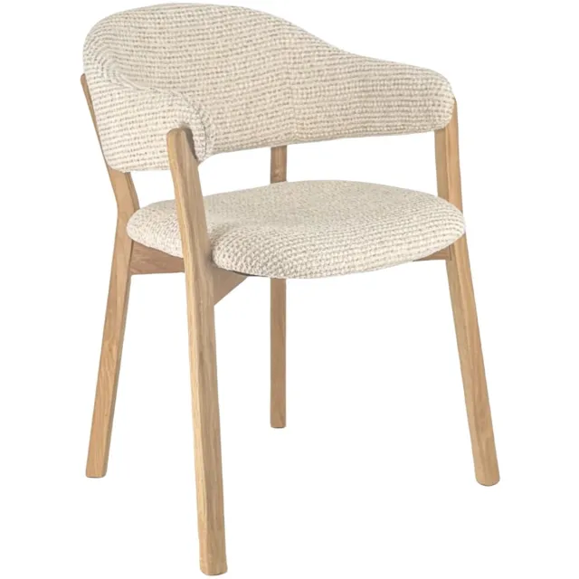 DÉJA Living Eetkamerstoel Uppsala - Beige/Naturel Stof - Set van 2