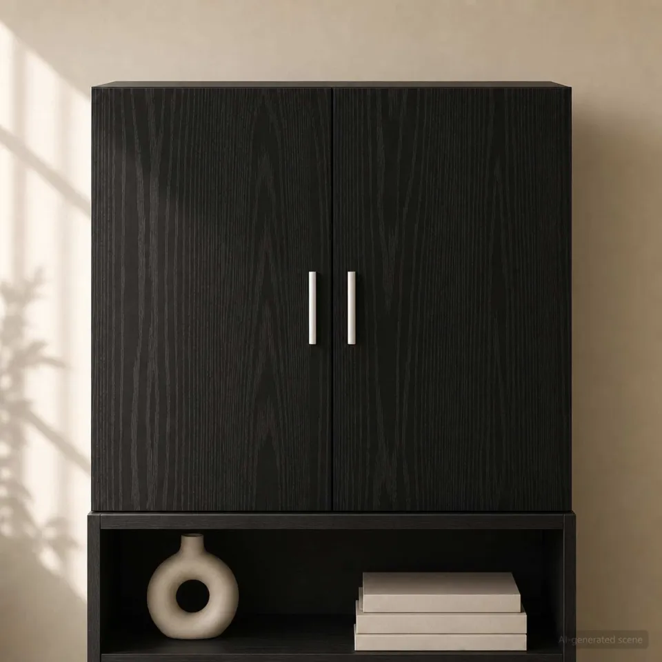 vidaXL Wandkast Zwart eiken 80 x 42,5 x 64 cm Bewerkt hout, foto 3