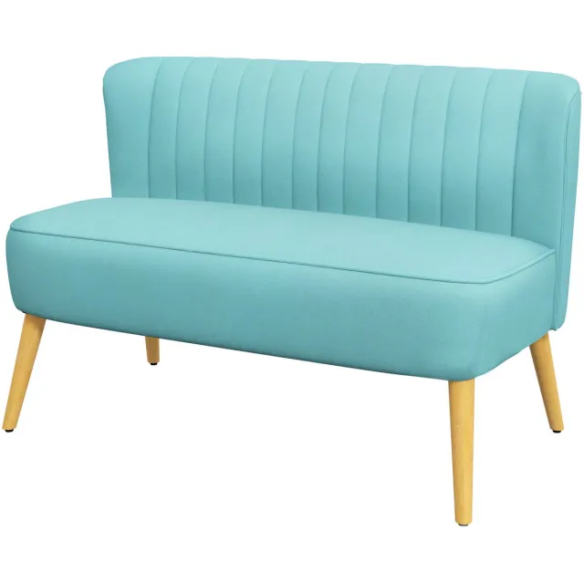 Homona 2-zitsbank - Met fluweellook bekleding en schuimvulling - Met houten frame en poten - 117 x 56,5 x 77 cm - Groen