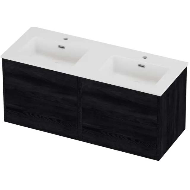 Proline Tribute Badmeubelset Porselein Elegant Symmetrisch 120x46x54 cm Glans Wit Black Oak Eiken